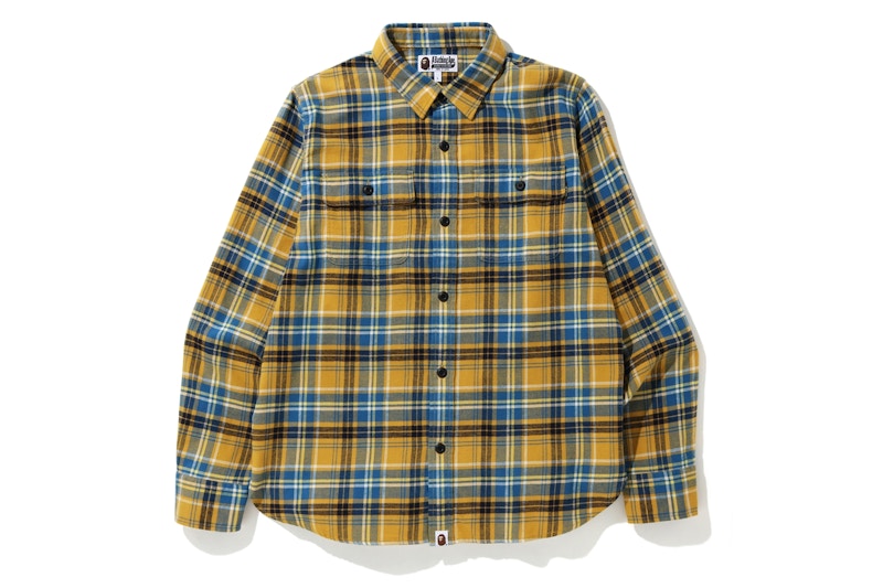 BAPE Shark Flannel Check Shirt (FW19) Yellow