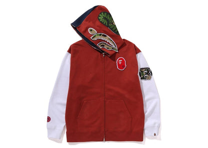 BAPE Shark Full Zip France Hoodie Burgundy
