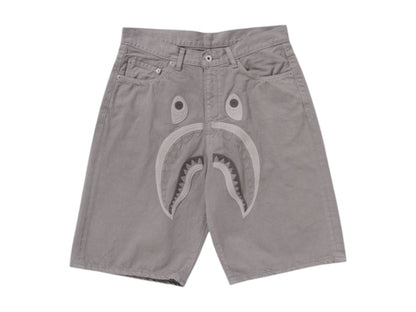 BAPE Shark Garment Dye Relaxed Fit Denim Shorts Gray