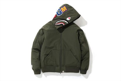 BAPE Shark Hoodie Down Jacke Olive
