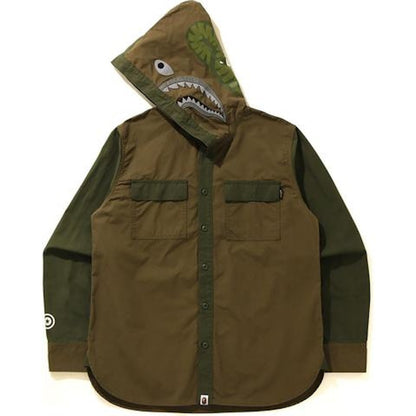 BAPE Shark Hoodie Shirt Olivedrab