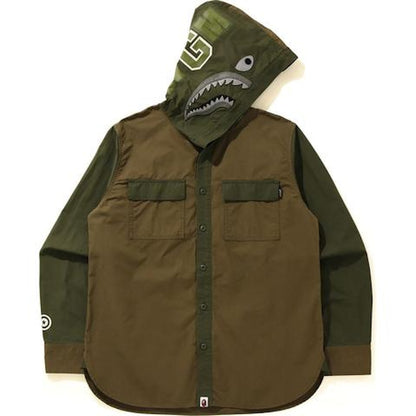 BAPE Shark Hoodie Shirt Olivedrab