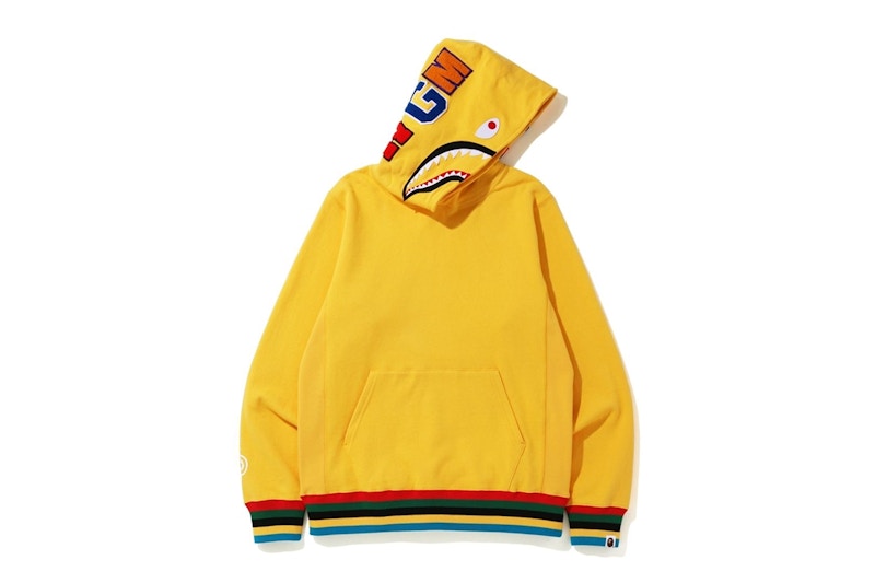 BAPE Shark Line Rib Pullover Hoodie Yellow