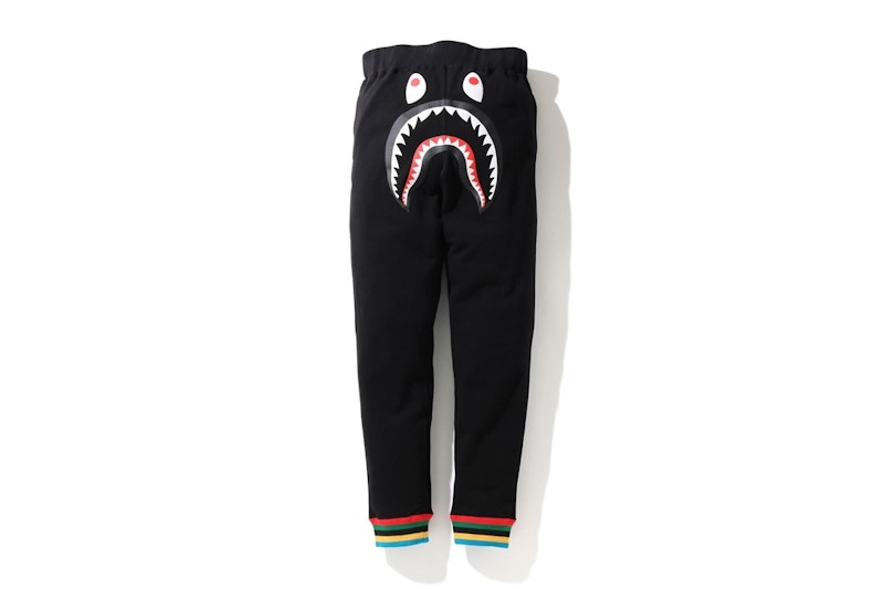 BAPE Shark Line Rib Slim Sweatpants Black