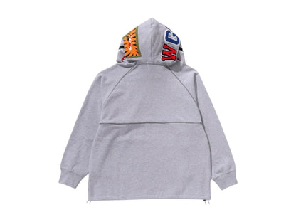 BAPE Shark Logo Half Zip Relaxed Fit Pullover Hoodie Grey
