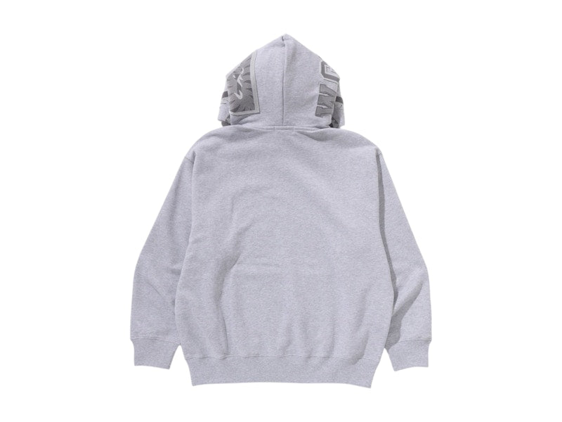 BAPE Shark Logo Relaxed Fit Pullover Hoodie Grey