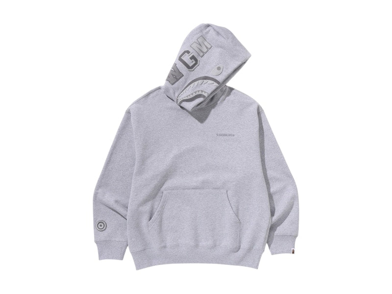 BAPE Shark Logo Relaxed Fit Pullover Hoodie Grey