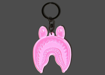 BAPE Shark Reflective Keychain Pink