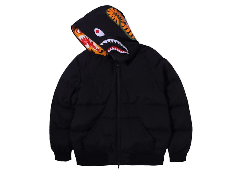BAPE Shark x Tiger Hoodie Down Jacket Black