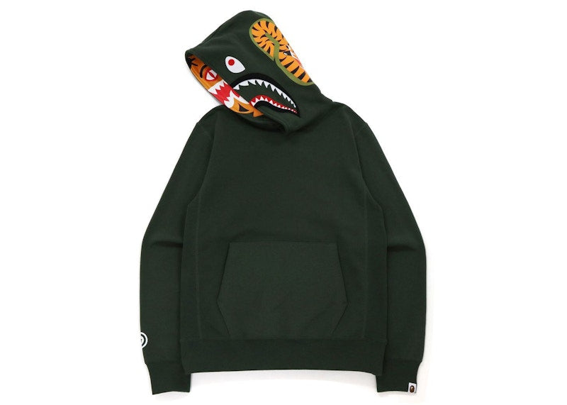 BAPE Shark x Tiger Pullover Hoodie Olivedrab