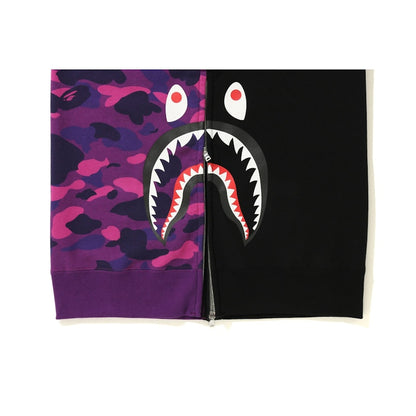 BAPE Side Zip Shark Wide Pullover Hoodie Black/Purple