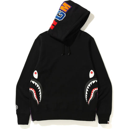 BAPE Side Zip Shark Wide Pullover Hoodie Black/Purple