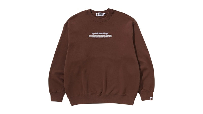 BAPE Slogan Relaxed Fit Crewneck Sweatshirt Brown