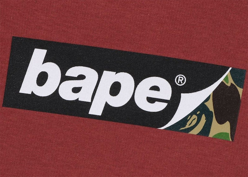 BAPE Smooth Logo Relaxed Fit Hoodie Burgundy