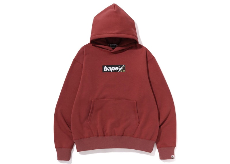 BAPE Smooth Logo Relaxed Fit Hoodie Burgundy