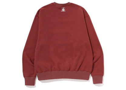 BAPE Smooth NYC Logo Relaxed Fit Crewneck Burgundy