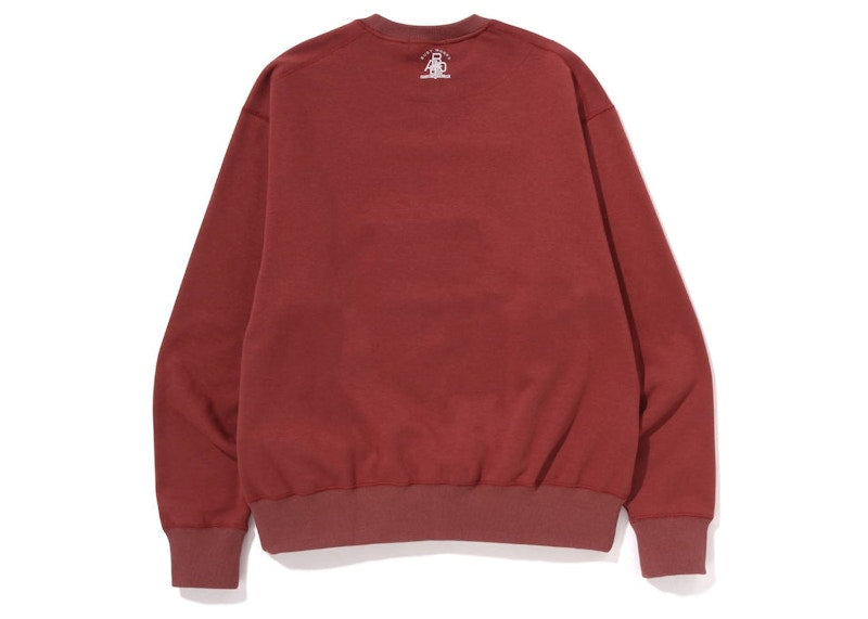 BAPE Smooth NYC Logo Relaxed Fit Crewneck Burgundy