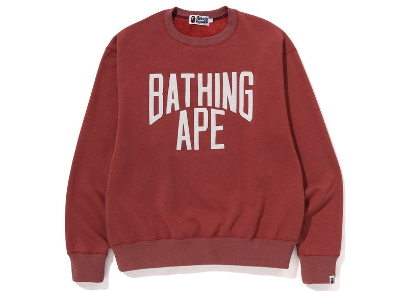 BAPE Smooth NYC Logo Relaxed Fit Crewneck Burgundy