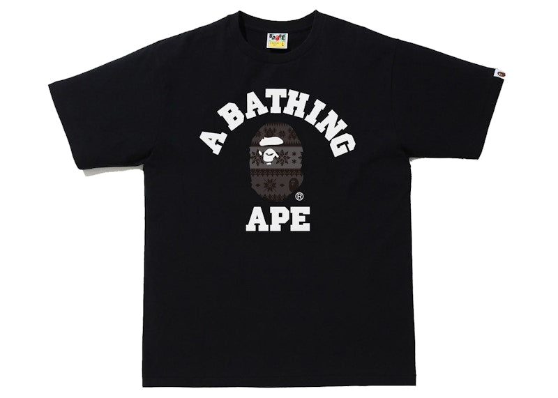 BAPE Snow Pattern College Tee Black/Black