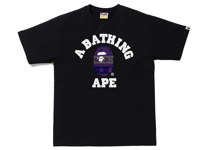 BAPE Snow Pattern College Tee Black/Purple