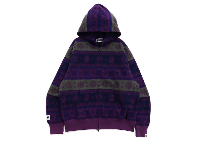 BAPE Snow Pattern Relaxed Fit Full Zip Hoodie Purple