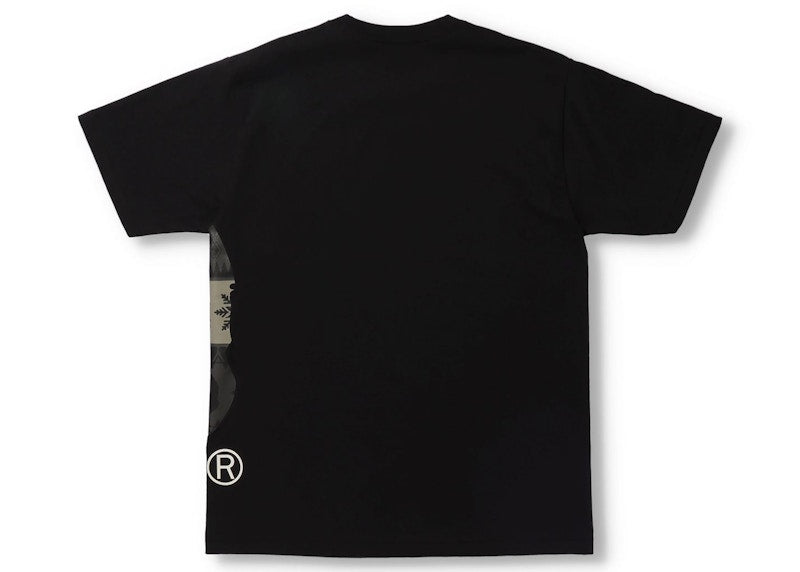 BAPE Snow Pattern Side Big Ape Head Tee Black/Black