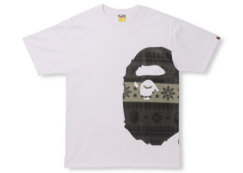 BAPE Snow Pattern Side Big Ape Head Tee White/Black