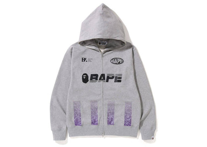BAPE Soccer Game Graphic Relaxed Fit Full Zip Hoodie Grey
