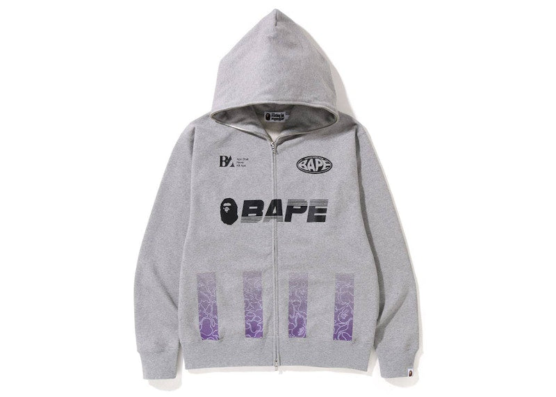 BAPE Soccer Game Graphic Relaxed Fit Full Zip Hoodie Grey