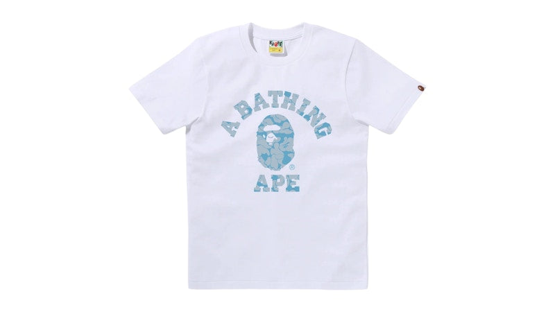 BAPE Solid Camo College Tee White Blue