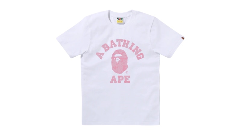 BAPE Solid Camo College Tee White Pink