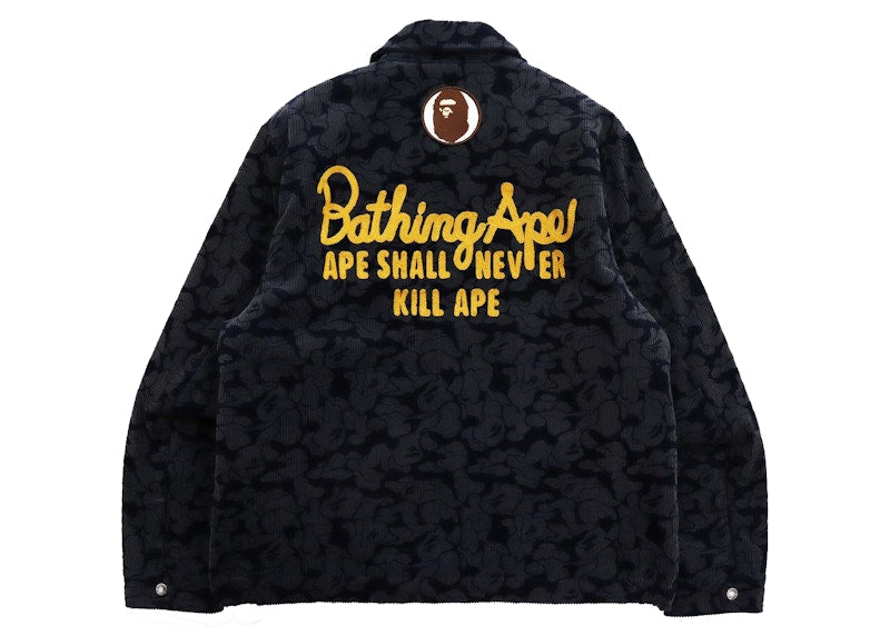 BAPE Solid Camo Corduroy Champion Work Jacket Navy