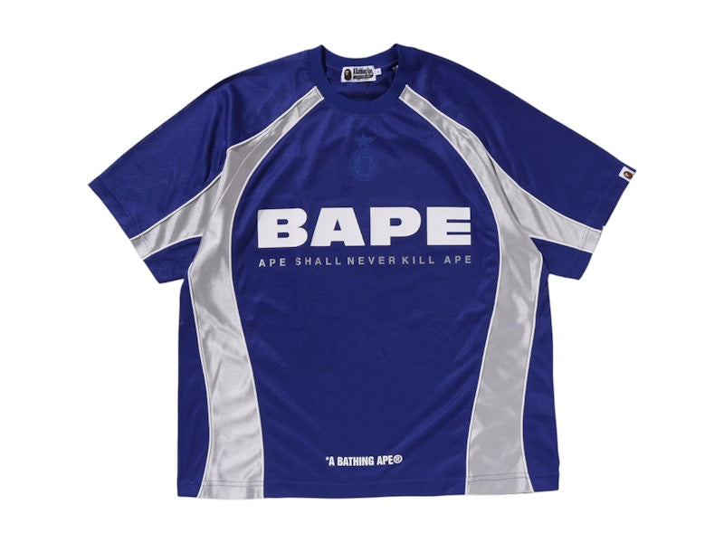 BAPE Solid Camo Jacquard Multilogo Relaxed Fit Football Jersey Blue