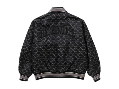 BAPE Solid Camo Jacquard Nylon Reversible Bomber Padded Jacket Black