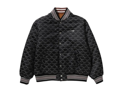 BAPE Solid Camo Jacquard Nylon Reversible Bomber Padded Jacket Black