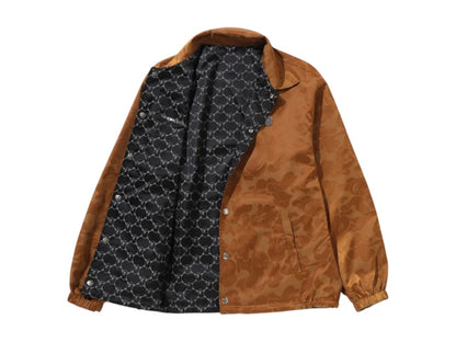 BAPE Solid Camo Jacquard Nylon Reversible Coach Jacket Beige
