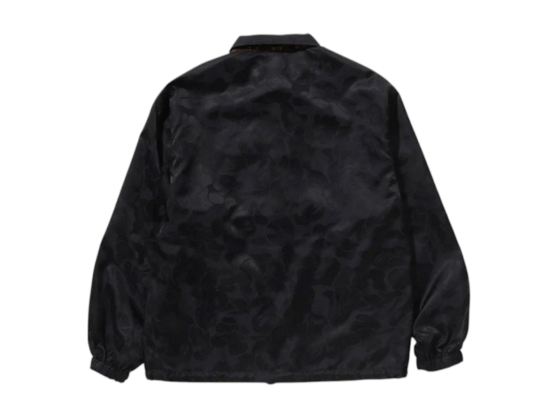 BAPE Solid Camo Jacquard Nylon Reversible Coach Jacket Black