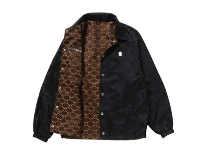 BAPE Solid Camo Jacquard Nylon Reversible Coach Jacket Black