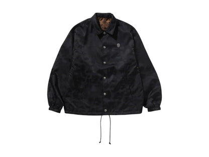 BAPE Solid Camo Jacquard Nylon Reversible Coach Jacket Black