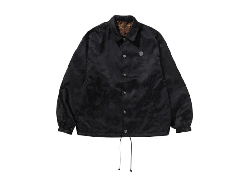 BAPE Solid Camo Jacquard Nylon Reversible Coach Jacket Black