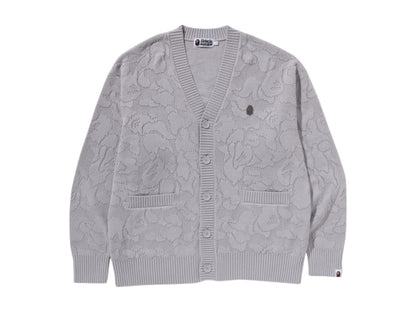 BAPE Solid Camo Jacquard One Point Cardigan Grey