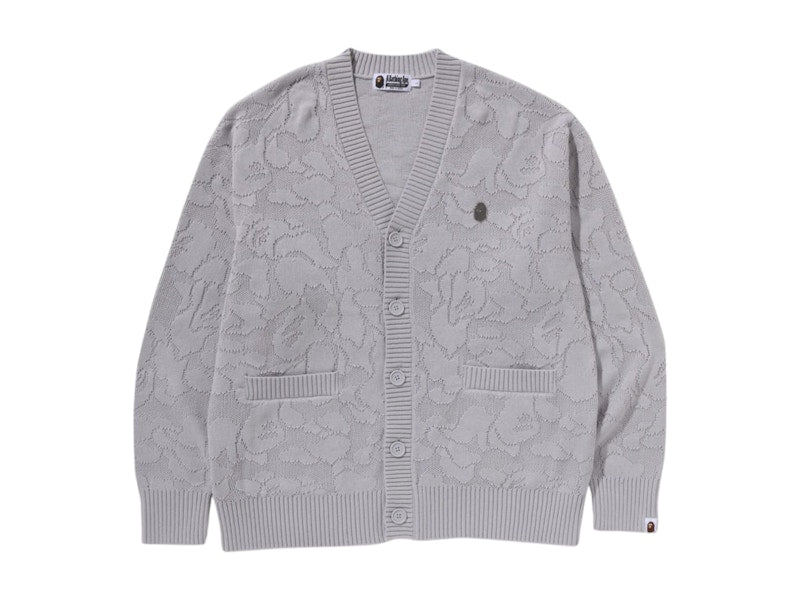 BAPE Solid Camo Jacquard One Point Cardigan Grey