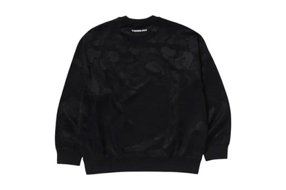 BAPE Solid Camo Jacquard One Point Relax Fit Crewneck Sweatshirt Black
