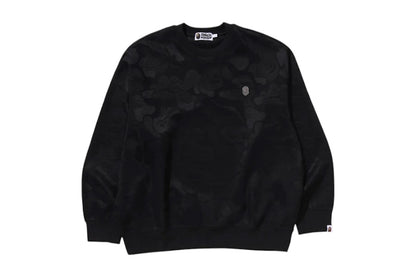 BAPE Solid Camo Jacquard One Point Relax Fit Crewneck Sweatshirt Black