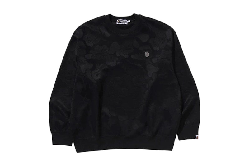 BAPE Solid Camo Jacquard One Point Relax Fit Crewneck Sweatshirt Black