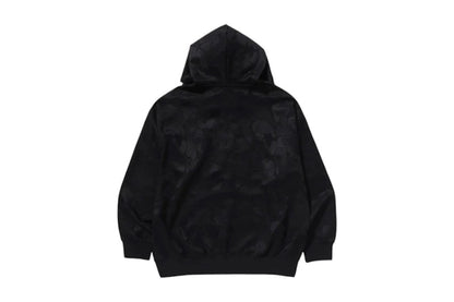 BAPE Solid Camo Jacquard One Point Relaxed Fit Zip Hoodie Black