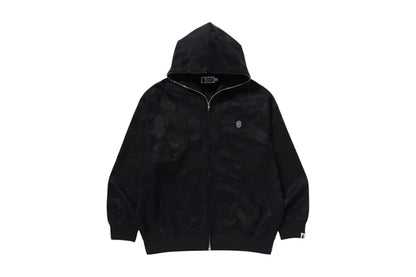 BAPE Solid Camo Jacquard One Point Relaxed Fit Zip Hoodie Black