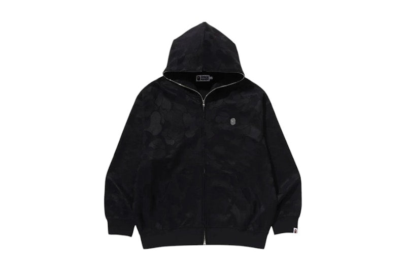 BAPE Solid Camo Jacquard One Point Relaxed Fit Zip Hoodie Black
