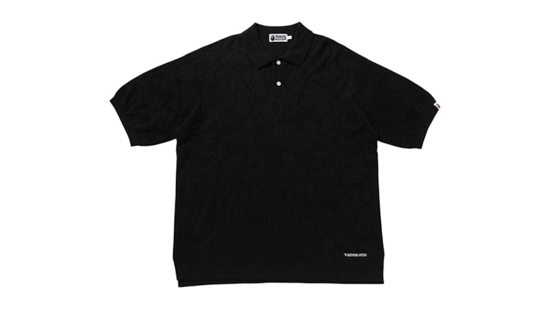 BAPE Solid Camo Jacquard Relax Fit Polo Shirt Black