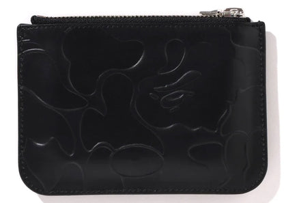 BAPE Solid Camo Leather Pouch Wallet Black